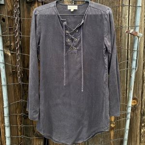 CLOTH AND STONE- Anthropologie - Tercel Lycocell Tunic Gray Long Sleeve